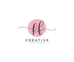 initial KF Feminine logo beauty monogram and elegant logo design, handwriting logo of initial signature, wedding, fashion, floral and botanical with creative template. vector