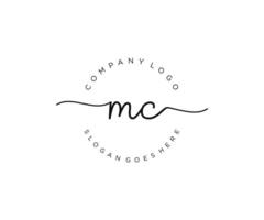 initial MC Feminine logo beauty monogram and elegant logo design, handwriting logo of initial signature, wedding, fashion, floral and botanical with creative template. vector