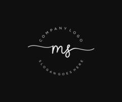 initial MS Feminine logo beauty monogram and elegant logo design, handwriting logo of initial signature, wedding, fashion, floral and botanical with creative template. vector