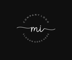 initial MI Feminine logo beauty monogram and elegant logo design, handwriting logo of initial signature, wedding, fashion, floral and botanical with creative template. vector