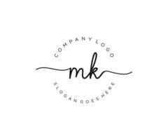 initial MK Feminine logo beauty monogram and elegant logo design, handwriting logo of initial signature, wedding, fashion, floral and botanical with creative template. vector