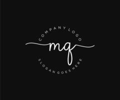 initial MQ Feminine logo beauty monogram and elegant logo design, handwriting logo of initial signature, wedding, fashion, floral and botanical with creative template. vector