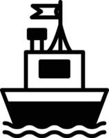 A boat is floating on the water with a flag on top vector