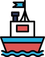 A boat is floating on the water with a flag on top vector