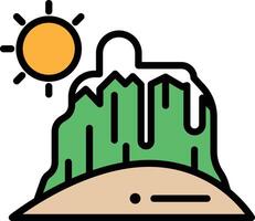 A mountain range with a sun shining on it vector