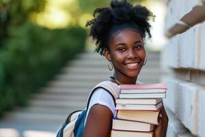 cheerful Afro-American lady student photo