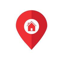 Home location pin icon in flat style. vector