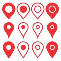 A red and white image of a Location icon, map pins, GPS navigation in flat style. vector