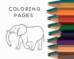 ilustración de un elefante colorante página. contorno dibujo de un elefante. vector