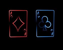 Playing cards with neon effect. vector