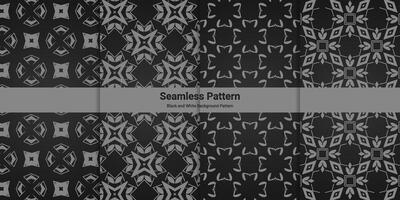 collection of seamless geometric minimalist patterns, black background simple graphics, attractive and simple motifs vector