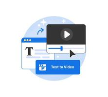 Text to icon. Typing Icon turns into a film format. Simple illustration vector