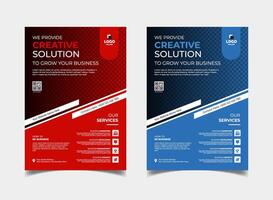 Red and blue business flyer template. vector