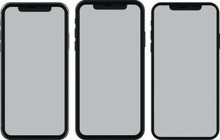 Black and white smartphones on white isolated background vector