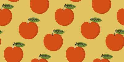 Simple bright vintage seamless pattern with red apples on yellow background vector