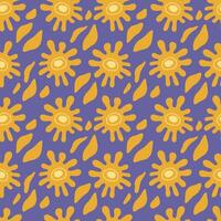 Abstract flowers seamless pattern. Retro style, 70s, hippie, boho. For clothes, cover, wrapping paper, case vector