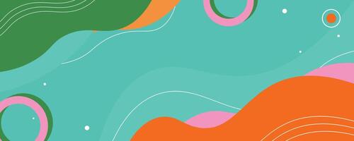 Horizontal banner background with colorful waves and circle shapes vector
