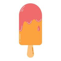 Ice cream on stick. Frozen juice on wooden stick. Colorful cold summer dessert isolated on white background vector