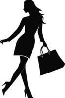 exclusivo compras y sin rivalidad estilo lujoso mundo de moda, belleza, y placer, ilustrado con un mujer silueta vector