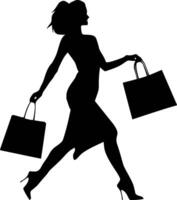 Exclusive Shopping and Unrivaled Style Luxurious World of Fashion, Beauty, and Pleasure, Illustrated with a Woman's Silhouette vector