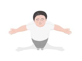 Top view of relax child boy with arms outstretched. vector