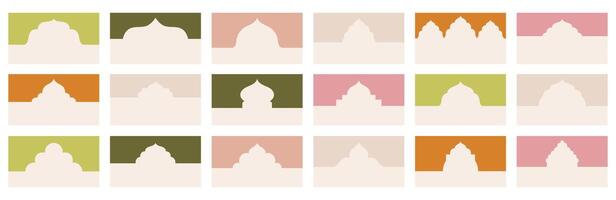 Collection of different shapes web site header or footer with islamic window shapes. Landing page separator template for design layout. vector
