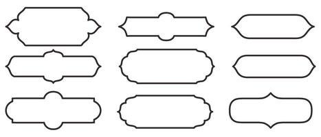 Compilation of traditional Islam horizontal window or door shapes for border or separator design. Set of Mosque Muslim frames in outline. vector