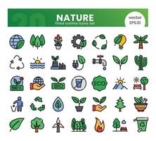 Nature Icons Bundle. Filled outline icons style. illustration vector