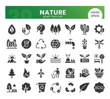 Nature Icons Bundle. Glyph icons style. illustration. vector