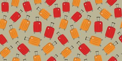 Travel suitcase. Seamless pattern. Tourism, recreation. Bag with handle, wheels and retractable handle for travel, business trips or summer holidays. Travel luggage Traveler. Flat illustration vector