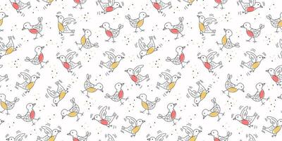Birds pattern, doodle drawings. Abstract birds. seamless background. vector