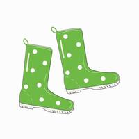 Boots rubber waterproof for gardening, hunting, fishing, doodle. Rainy season. Waterproof galoshes. graphic. vector