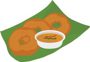 South Indian food Medu Vada illustration vector