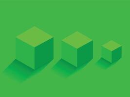Abstract 3d cube. Geometric figure in Green color background. Green shape object and design element. vector