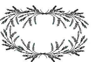 lavender wreaths frame, leaf borders. Botanical isolated on white vector