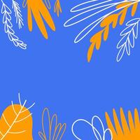 bright abstract blue background with botanical elements vector