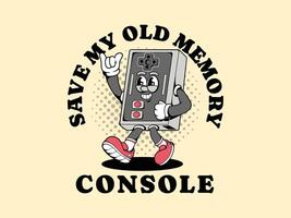 Vintage Retro console character logo. Controller mascot logo vector