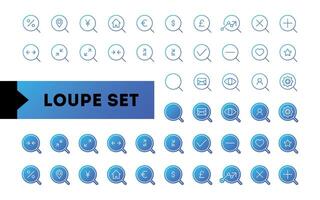 Loupe Set finance and business Blue vector