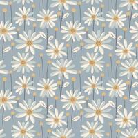 Blue and white daisies retro pattern vector