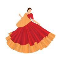 indian bride illustration wearing lehenga choli vwedding ceremony vector