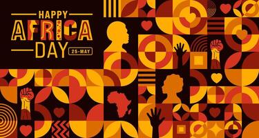 25 mayo es contento África día geométrico forma modelo antecedentes con africano mapa diseño modelo. fiesta concepto. utilizar a fondo, bandera, cartel, tarjeta, y póster diseño modelo. vector