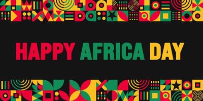 25 May is Happy Africa Day geometric shape pattern background with african map design template. Holiday concept. use to background, banner, placard, card, and poster design template. vector