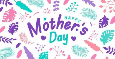 Happy Mother's day typography with colorful flower background template. use to background, banner, placard, card, and poster design template with text inscription and standard color. vector