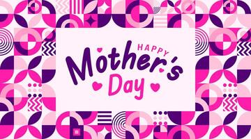 Happy Mother's day typography with geometric shape pattern background template. use to background, banner, placard, card, and poster design template with text inscription and standard color. vector