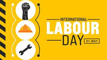 1 May is International Labour Day background template. Holiday concept. use to background, banner, placard, card, and poster design template with text inscription and standard color. vector