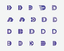 Set of Letter D shape Logo - D Technological Logo Design Set - Letter D vector