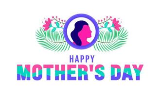 Happy Mother's day typography with colorful flower background template. use to background, banner, placard, card, and poster design template with text inscription and standard color. vector