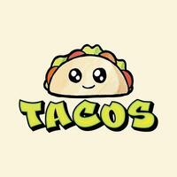 Tacos illustration with typography design vector