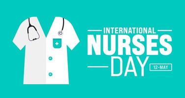 12 May is International Nurses Day background template. nurse dress, medical instrument, medicine, Medical and health care concept. use to background, banner, placard, card, and poster design. vector