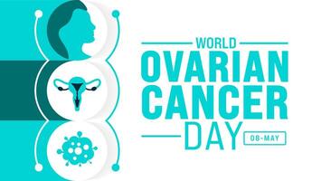 8 mayo mundo ovario cáncer día antecedentes modelo. fiesta concepto. utilizar a fondo, bandera, cartel, tarjeta, y póster diseño modelo con texto inscripción y estándar color. vector